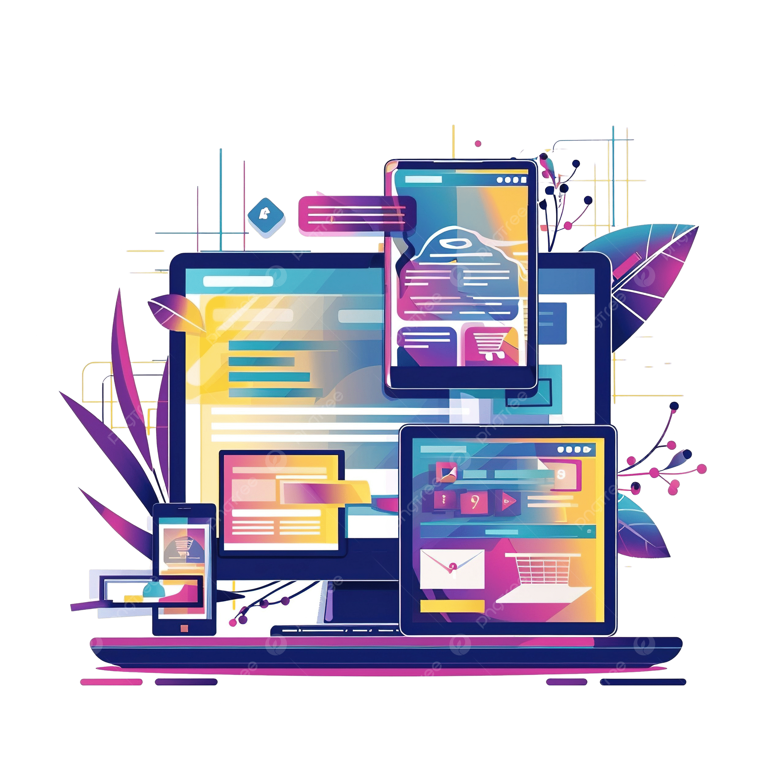 Responsive website mockups displayed on various devices